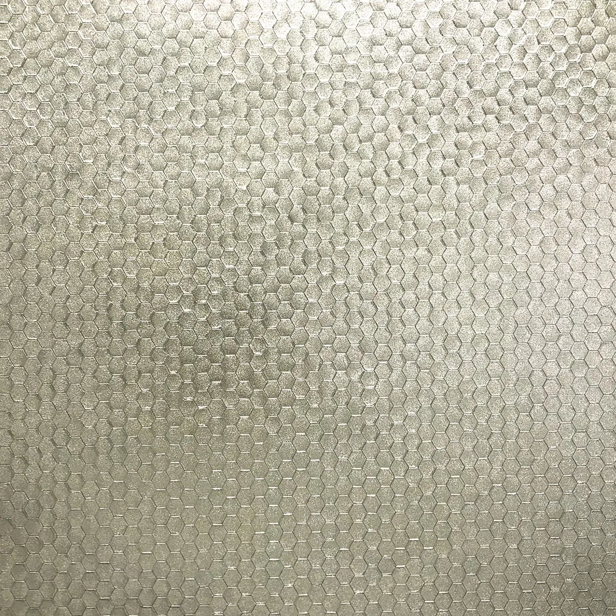 Carbon Honeycomb Geometric Wallpaper in Platinum from the Polished Collection