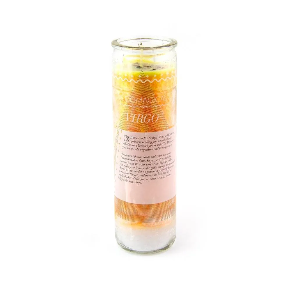 Magic Virgo Orange Zodiac Candle w/Crystals