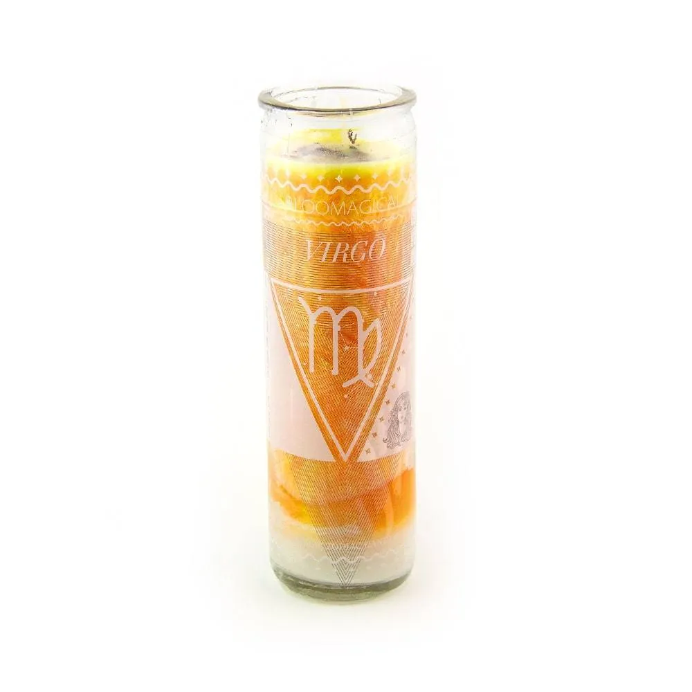 Magic Virgo Orange Zodiac Candle w/Crystals